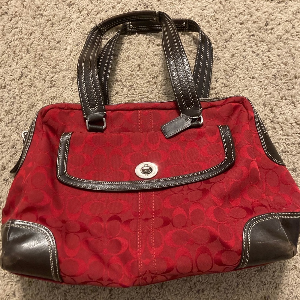 Large red Coach tote/shoulder bag
